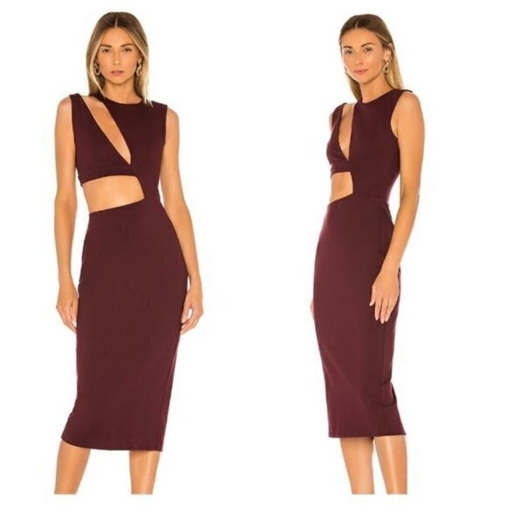 NBD Kiari Midi Dress - Plum Brown